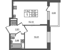 2 ккв (Евро) № 156 Корп.: 5 , Секция 2.1  в ЖК Парадный ансамбль
