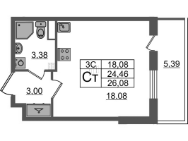 Студия № 94 Корп.: 6.5 , Секция 2  в ЖК Парадный ансамбль