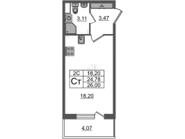 Студия № 293 Корп.: 6.3 , Секция 5  в ЖК Парадный ансамбль