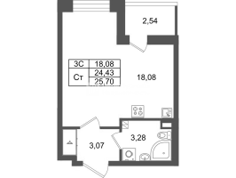 Студия № 22 Корп.: 8.3 , Секция 1  в ЖК Парадный ансамбль