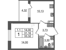 1 ккв № 76 Корп.: 7.8 , Секция 2  в ЖК Парадный ансамбль