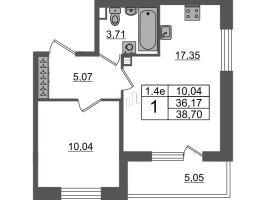 2 ккв (Евро) № 144 Корп.: 7.11 , Секция 3  в ЖК Парадный ансамбль