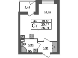 Студия № 229 Корп.: 7.13 , Секция 4  в ЖК Парадный ансамбль