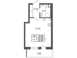Студия № 148 Корп.: 8.3 , Секция 3  в ЖК Парадный ансамбль