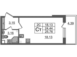 Студия № 31 Корп.: 6.4 , Секция 1  в ЖК Парадный ансамбль