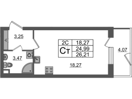 Студия № 220 Корп.: 7.13 , Секция 4  в ЖК Парадный ансамбль