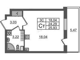Студия № 49 Корп.: 7.9 , Секция 1  в ЖК Парадный ансамбль