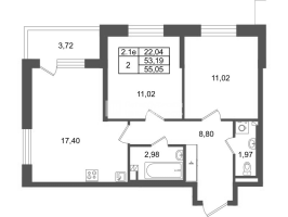 3 ккв (Евро) № 98 Корп.: 8.4 , Секция 2  в ЖК Парадный ансамбль