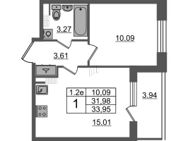 2 ккв (Евро) № 353 Корп.: 6.5 , Секция 5  в ЖК Парадный ансамбль