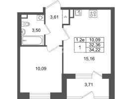 2 ккв (Евро) № 128 Корп.: 8.2 , Секция 3  в ЖК Парадный ансамбль