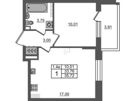 2 ккв (Евро) № 210 Корп.: 5 , Секция 2.1  в ЖК Парадный ансамбль