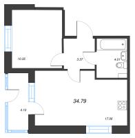 2 ккв (Евро) № 11 Корп.: 6.1 , Секция 1  в ЖК Парадный ансамбль