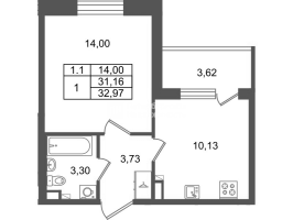 1 ккв № 789 Корп.: 8.1 , Секция 2.3  в ЖК Парадный ансамбль