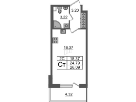 Студия № 106 Корп.: 7.10 , Секция 3  в ЖК Парадный ансамбль