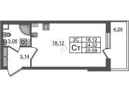 Студия № 402 Корп.: 7.13 , Секция 6  в ЖК Парадный ансамбль