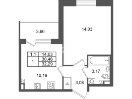 1 ккв № 179 Корп.: 8.1 , Секция 1.4  в ЖК Парадный ансамбль