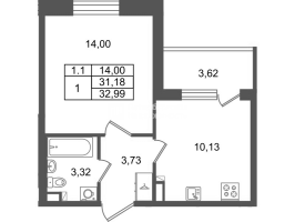 1 ккв № 45 Корп.: 8.1 , Секция 1.2  в ЖК Парадный ансамбль