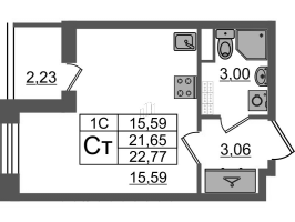 Студия № 42 Корп.: 6.7 , Секция 1  в ЖК Парадный ансамбль