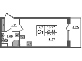 Студия № 100 Корп.: 6.5 , Секция 2  в ЖК Парадный ансамбль