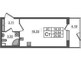Студия № 86 Корп.: 7.13 , Секция 2  в ЖК Парадный ансамбль