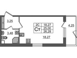 Студия № 116 Корп.: 6.7 , Секция 3  в ЖК Парадный ансамбль