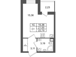 Студия № 401 Корп.: 8.1 , Секция 1.8  в ЖК Парадный ансамбль
