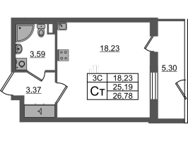 Студия № 68 Корп.: 7.12 , Секция 2  в ЖК Парадный ансамбль