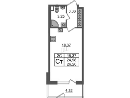 Студия № 131 Корп.: 7.11 , Секция 3  в ЖК Парадный ансамбль