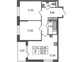 3 ккв (Евро) № 29 Корп.: 7.13 , Секция 1  в ЖК Парадный ансамбль