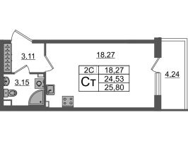 Студия № 20 Корп.: 7.10 , Секция 1  в ЖК Парадный ансамбль