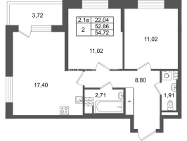 3 ккв (Евро) № 168 Корп.: 8.3 , Секция 3  в ЖК Парадный ансамбль