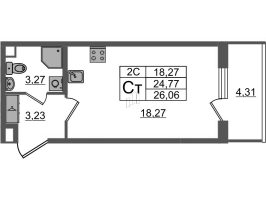 Студия № 364 Корп.: 6.3 , Секция 6  в ЖК Парадный ансамбль