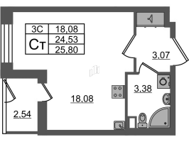 Студия № 364 Корп.: 7.13 , Секция 6  в ЖК Парадный ансамбль