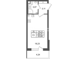 Студия № 32 Корп.: 8.3 , Секция 1  в ЖК Парадный ансамбль