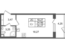 Студия № 302 Корп.: 8.1 , Секция 1.7  в ЖК Парадный ансамбль