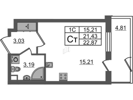 Студия № 291 Корп.: 7.13 , Секция 5  в ЖК Парадный ансамбль