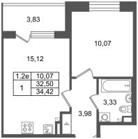 2 ккв (Евро) № 392 Корп.: 8.6 , Секция 2.1  в ЖК Парадный ансамбль