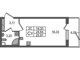 Студия № 3 Корп.: 7.9 , Секция 1  в ЖК Парадный ансамбль