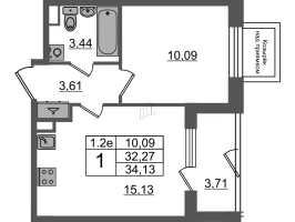 2 ккв (Евро) № 84 Корп.: 6.5 , Секция 2  в ЖК Парадный ансамбль