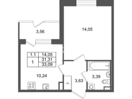 1 ккв № 132 Корп.: 8.2 , Секция 3  в ЖК Парадный ансамбль