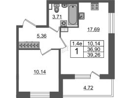 2 ккв (Евро) № 134 Корп.: 7.10 , Секция 3  в ЖК Парадный ансамбль