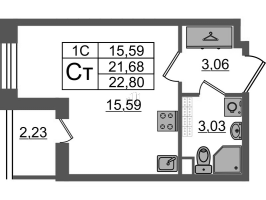 Студия № 53 Корп.: 6.7 , Секция 1  в ЖК Парадный ансамбль