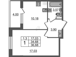 1 ккв № 55 Корп.: 6.6 , Секция 1  в ЖК Парадный ансамбль