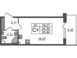 Студия № 21 Корп.: 7.8 , Секция 1  в ЖК Парадный ансамбль