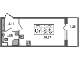 Студия № 100 Корп.: 6.3 , Секция 2  в ЖК Парадный ансамбль