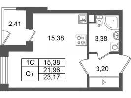 Студия № 304 Корп.: 8.1 , Секция 1.7  в ЖК Парадный ансамбль