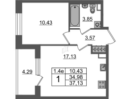 2 ккв (Евро) № 93 Корп.: 7.10 , Секция 3  в ЖК Парадный ансамбль