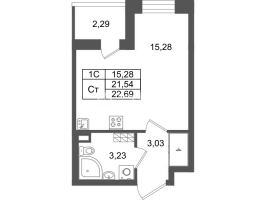Студия № 156 Корп.: 8.3 , Секция 3  в ЖК Парадный ансамбль
