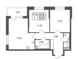 3 ккв (Евро) № 15 Корп.: 8.6 , Секция 1.1  в ЖК Парадный ансамбль