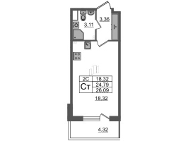 Студия № 87 Корп.: 6.4 , Секция 2  в ЖК Парадный ансамбль